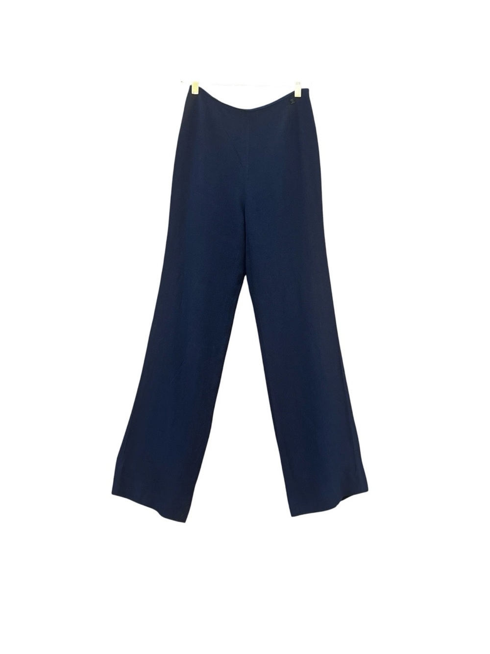 VTG Chanel Straight Leg ‘CC’ Trousers Navy SZ 38 Crepe Office Old Money Classic - Picture 4 of 15
